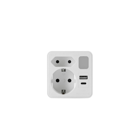 Rozgałęźnik wtyczkowy z dwoma gniazdami 230V i 2x USB z lampką nocną W-72023