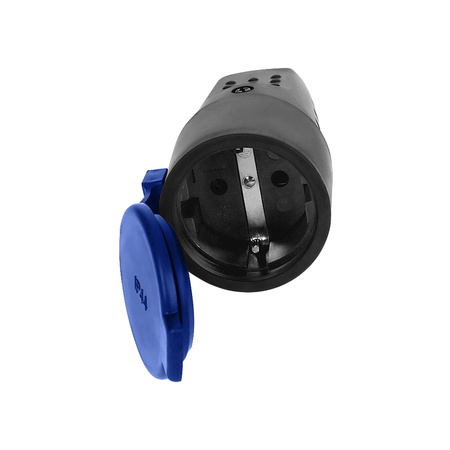 Gniazdo gumowe proste IP44 z uziemieniem. czarne. wersja schuko OR-AE-1314(GS)