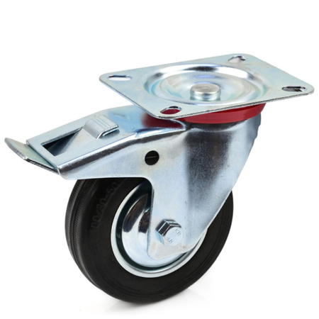 Koło obrotowe skrętne stalowe/gumowe z hamulcem 100/125/160 lub 200 mm G71519