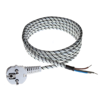 Przewód przyłączeniowy 2m z wtyczką kątową Uni-Schuko 250V 16A PPJ biało-czarny T-10873