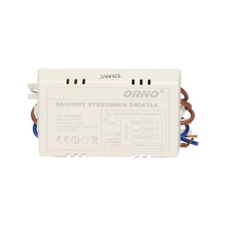 Bezprzewodowy 3-kanałowy sterownik oświetlenia. 2 piloty OR-GB-411