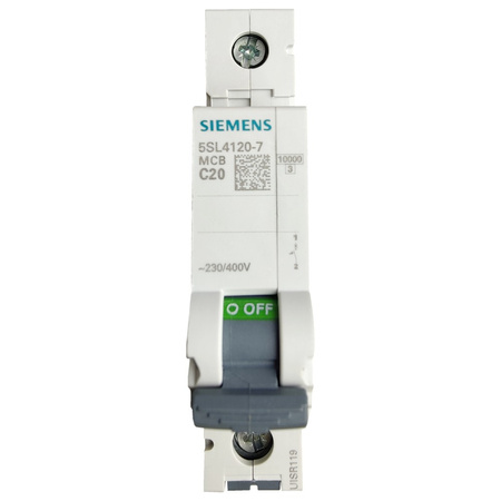 SIEMENS wyłącznik nadprądowy C20A, 1P, 10KA bezpiecznik 5SL4120-7