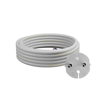 Przewód przyłączeniowy 5m z wtyczką prostą TYP E 230V 16A 2×1 mm² H05VV-F PP-21 biały W-98343