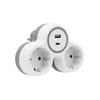 Rozgałęźnik wtyczkowy 2x gniazdo 230V Schuko 2x USB szaro-biały W-72010