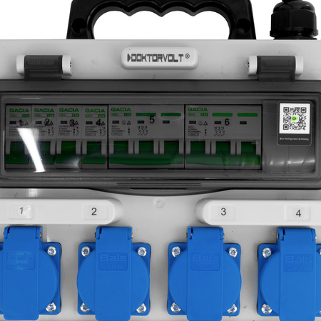 Rozdzielnica budowlana TR-S 32A 2x16A 4x230V Schuko Doktorvolt DV-7273-D