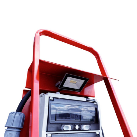 Rozdzielnica budowlana na stojaku z licznikiem zużycia energii eXT S/FI SET przenośna z gniazdami 2x16A 32A CEE MENNEKES 4x230V Schuko rozdzielnia elektryczna na budowę skrzynka elektryczna z zabezpieczeniem Doktorvolt DV-6177-D