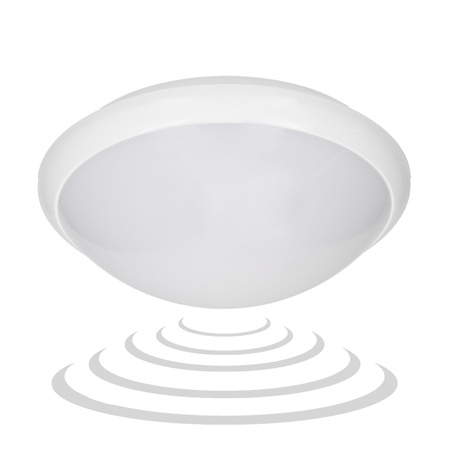 BREVA. plafon oświetleniowy z mikrofalowym czujnikiem ruchu. 60W. E27. IP44. poliwęglan mleczny OR-PL-316WE27PMM