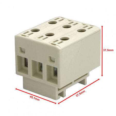 Złączka szynowa uniwersalna ETB 16/1x3 (L1,L2,L3) Al/Cu elektryczna śrubowa 6 otworów do kabli Elektro Becov UK3316.21