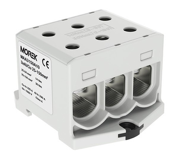 Złączka szynowa 25-150mm2 szara 6 otwor AL/CU TH35 1P Morek MAA3150A10