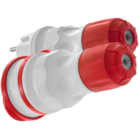Zestaw przyłączeniowy z wtyczką WT-54 i gniazdem GN-44 250V Schuko szaro-czerwony W-98863