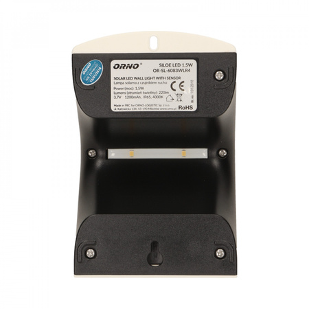 SILOE LED 1.5W. lampa solarna z czujnikiem ruchu 120st. 190lm. IP65. 4000K. 1200mAh. podwójne źródło światła. biała OR-SL-6083WLR4