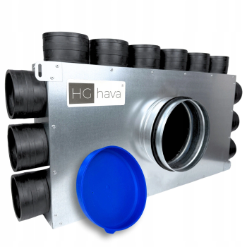 Skrzynka rozdzielcza rozdzielacz rurowy wentylacyjny fi 200 12x75 mm płaski E-KRR-12x75/200-OC