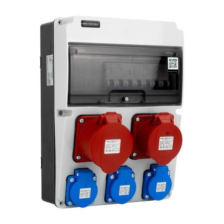 Rozdzielnica budowlana 32A/16A 3x230V JUN-S Schuko erbetka z zabezpieczeniami Siemens Doktorvolt DV-5565-D