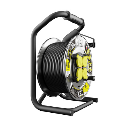 Przedłużacz bębnowy 40m HEAVY LINE z metalowym bębnem i 4 gniazdami 230V W-99457