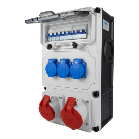 Rozdzielnica budowlana 1x32A 1x16A CEE 400V 2x16A 230V erbetka MCB Schuko IP44 BALS BL89070
