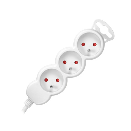 Przedłużacz 3-krotny 2P+Z. 1.5m H05VV-F 3x1.0mm2 . Imax 10A. biały OR-AE-13145/W/1,5M