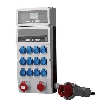 Rozdzielnica budowlana z licznikiem i kablem eXT-S/FI SKH 32A 16A 12x230V Schuko Mennekes Doktorvolt DV-2377-D