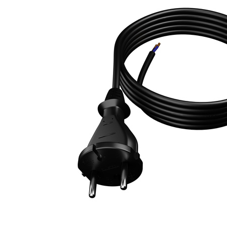 Przewód przyłączeniowy 4m z wtyczką prostą TYP E 230V 16A 2×1,5 mm² H05RR-F PP-21 czarny W-97194