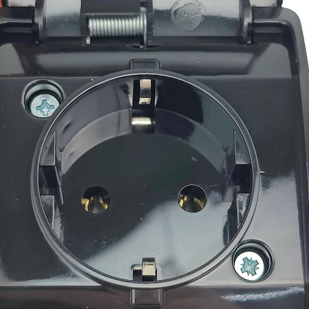 Gniazdo pojedyncze SCHUKO natynkowe ViPlast Koala IP44 czarne 181‑05 181-05