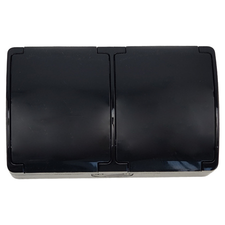 Gniazdo podwójne SCHUKO natynkowe ViPlast Koala IP44 czarne 182‑05 VG-2 182-05