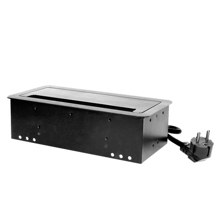 Gniazdo meblowe wpuszczane w blat z płaskim frezowanym rantem. szczotką przeciwkurzową. ładowarką USB i przewodem 1.5m.... OR-AE-13125/B(GS)