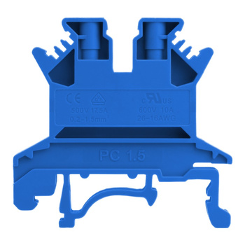 Złączka szynowa przelotowa niebieska śrubowa 1,5mm2 1P VDE UL PC1.5-01P-12-00A(H)