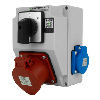 Rozdzielnica budowlana 16A 2x230V erbetka IP44 z łącznikiem krzywkowym L-0-P gniazda Doktorvolt DV-5244-D