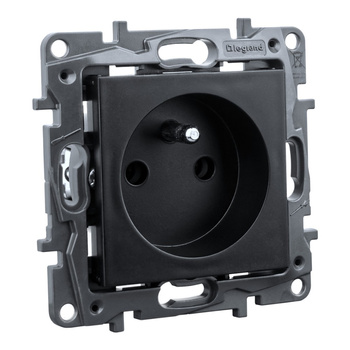 Gniazdo zasilające z uziemieniem czarne Niloe Step 863531