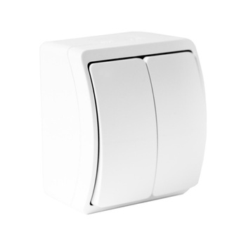 Łącznik świecznikowy podwójny natynkowy IP44 biały 152-01-DRV