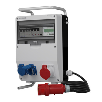 Rozdzielnica budowlana na stojaku z kablem i licznikiem 3F TD-S/FI SKHU 16A 2x230V Schuko Doktorvolt DV-0526-D