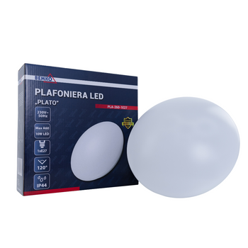 Plafoniera Plato 1xE27 IP44 mleczny klosz biała C37-PLA-260-1E27