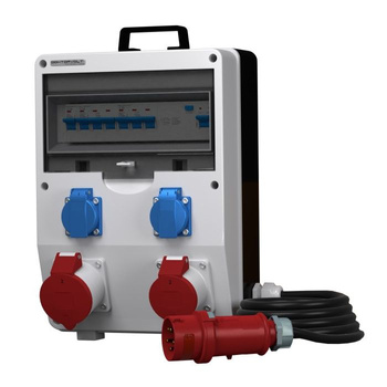 Rozdzielnica budowlana z kablem ECO-S/FI 32A 16A 2x230V Schuko Doktorvolt DV-9757-D