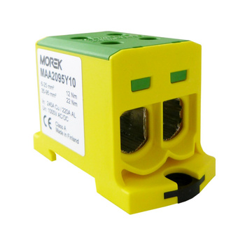 Złączka szynowa 6-95mm2 żółt-ziel. 4 otwor AL/CU TH35 1P Morek MAA2095Y10