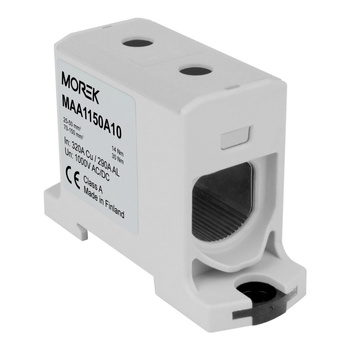 Złączka szynowa 25-150mm2 2otw AL/CU TH35 szara 1P OTL 150 Morek MAA1150A10