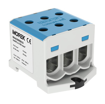 Złączka szynowa 6-95mm2 nieb 6 otwor AL/CU TH35 1P Morek MAA3095B10