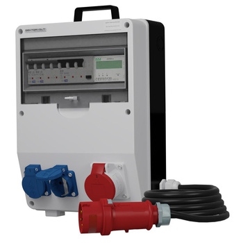 Rozdzielnica budowlana z licznikiem zużycia energii i kablem TD-S/FI SKH 16A 2x230V Schuko Doktorvolt DV-9832-D