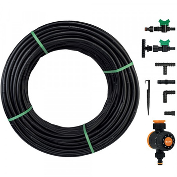 Zestaw z wężem kroplującym WATER FLOW DRIP - 50 m z zegarem przepływu wody DSWWF50-SET2-T