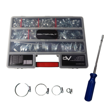 Duży zestaw obejm opasek ślimakowych z elastycznym kluczem GDC/S/W1 417 elem. DV-0195