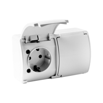 Gniazdo podwójne schuko natynkowe IP44 białe 182-01-DRV