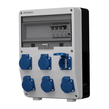 Rozdzielnica budowlana TD-S/FI 6x230V Schuko gniazda Mennekes Doktorvolt DV-0601-D