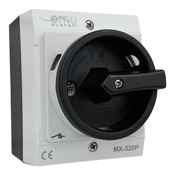 Rozłącznik trójfazowy łącznik krzywkowy 3x20A 4kW w obudowie szarej IP65 XBS MX-320P