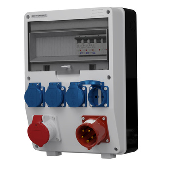 Rozdzielnica budowlana z wtyczką odbiornikową 32A TD-S 32A 16A 4x230V Schuko Doktorvolt DV-0267-D