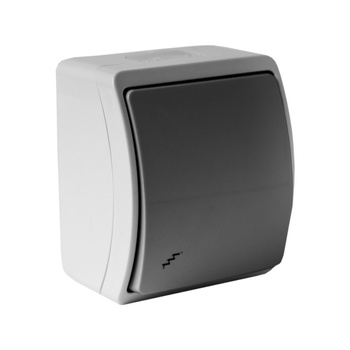 Łącznik schodowy natynkowy 10A 250V IP44 popiel/grafit 153-08-DRV