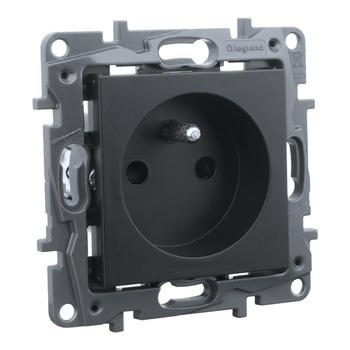 Gniazdo zasilające z przesłoną i uziemieniem czarne Niloe Step 863533