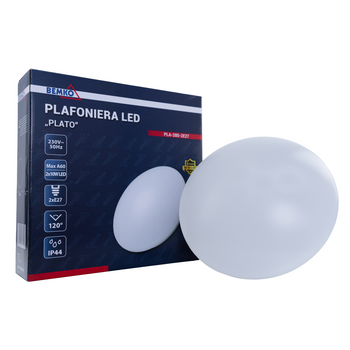 Plafoniera Plato 2xE27 IP44 mleczny klosz biała C37-PLA-285-2E27