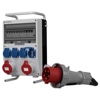 Rozdzielnica budowlana na stojaku z kablem TD-S/FI SKHU 2x32A 4x230V Schuko CEE Mennekes Doktorvolt DV-0182-D