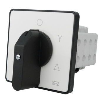 Łącznik krzywkowy 0-Y-Δ 63A 500V 3 fazowy z dźwignią oraz szyldem do sterowania silnikami asynchronicznymi SEZ S63 JD 9551 A6