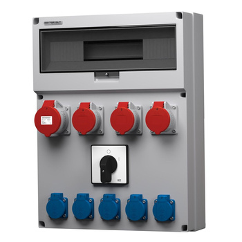 Rozdzielnica budowlana z łącznikiem GR 32A 3x16A 5x230V Schuko Mennekes Doktorvolt® DV-9061-D