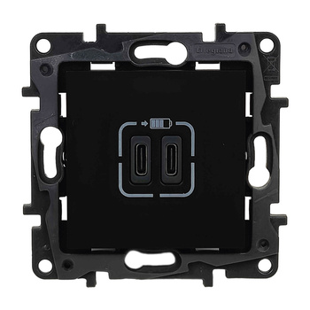 Podwójne gniazdo USB typu C LEGRAND Niloe Step czarne 2xUSB C 3A 863539