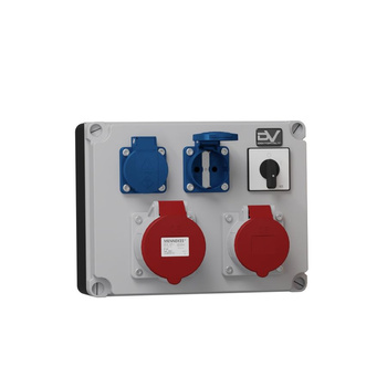 Rozdzielnica budowlana z łącznikiem FRED 32A 16A 2x230V Schuko Mennekes Doktorvolt® DV-9610-D